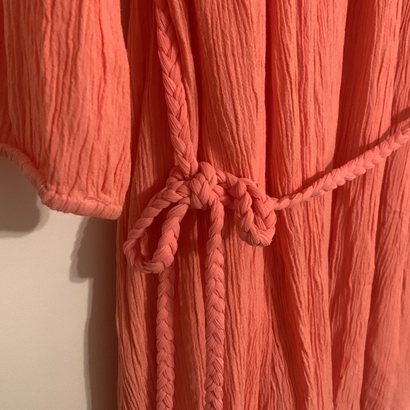 Peach 🍑 Lace Chiffon Dress with Belt - Picture 2 of 8